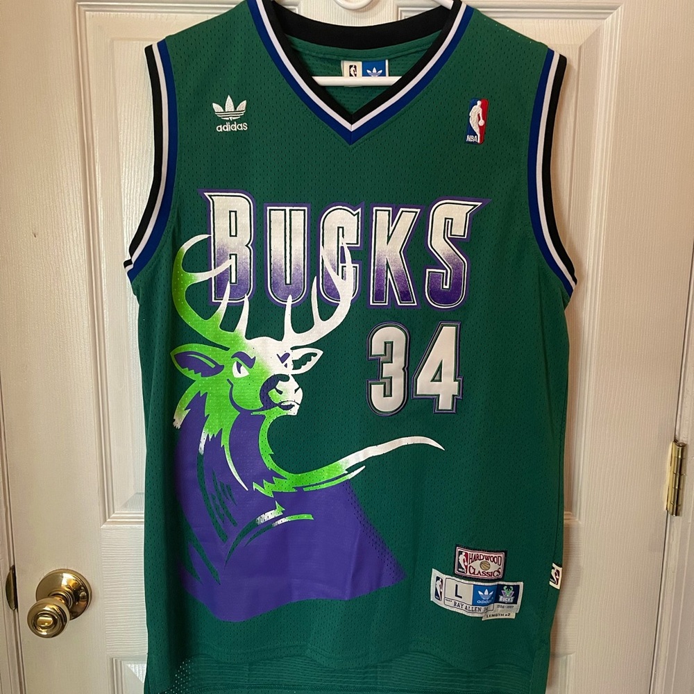Milwaukee Bucks 96-97 Large Ray Allen Adidas Hardwood Classics Jersey